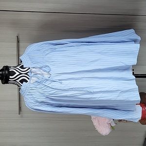 Ann Taylor White and Blue Striped Peasant Blouse - Size Small